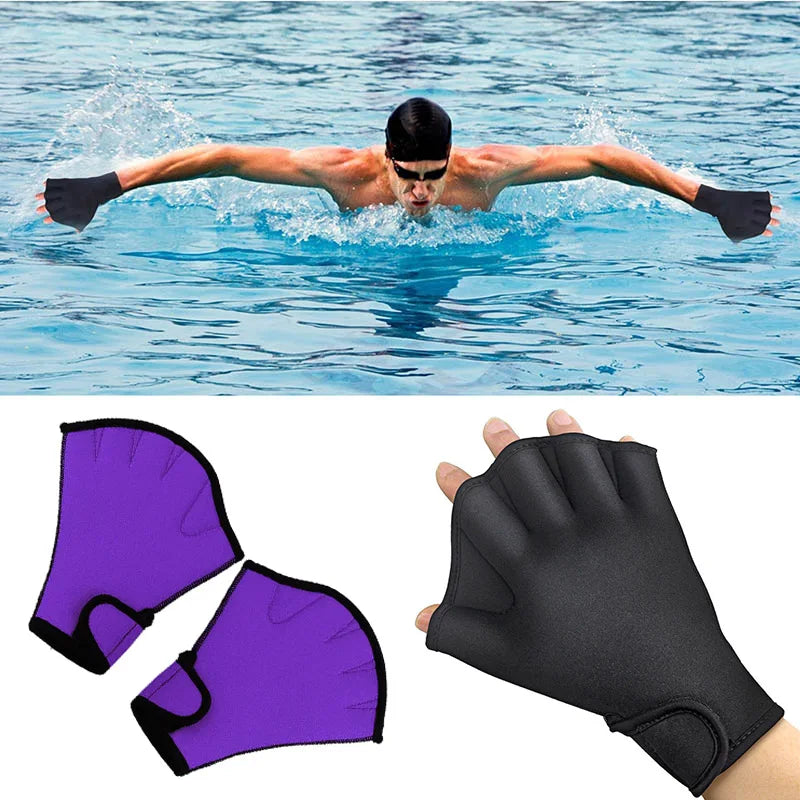 1 paire de gants de natation, Fitness aquatique, résistance à l'eau, Aqua Fit, entraînement à la pagaie, sans doigts, BN99