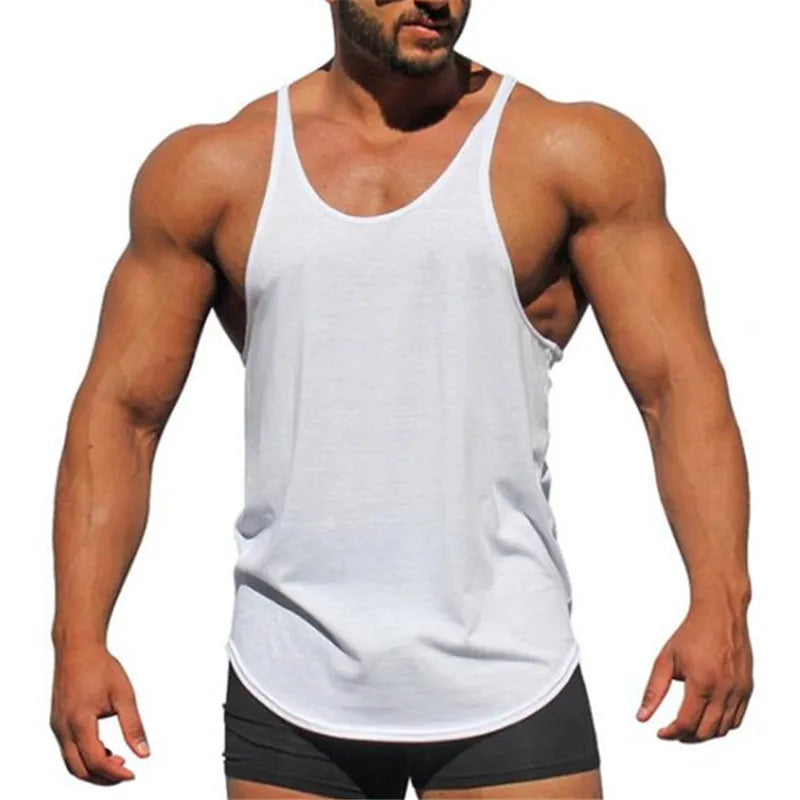  Homme - Débardeur, col rond d'entraînement de fitness pour hommes, musculation, Slim Fit, gym