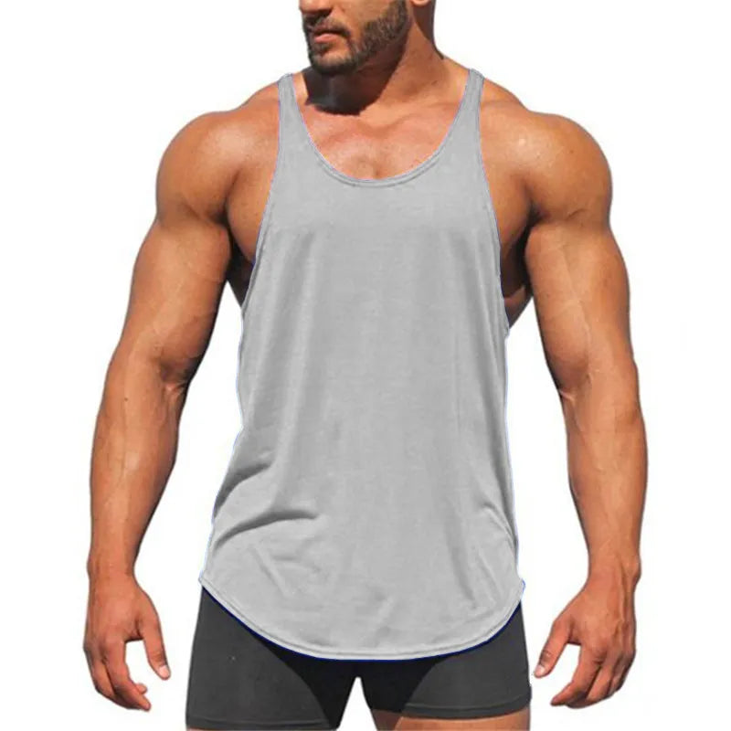  Homme - Débardeur, col rond d'entraînement de fitness pour hommes, musculation, Slim Fit, gym