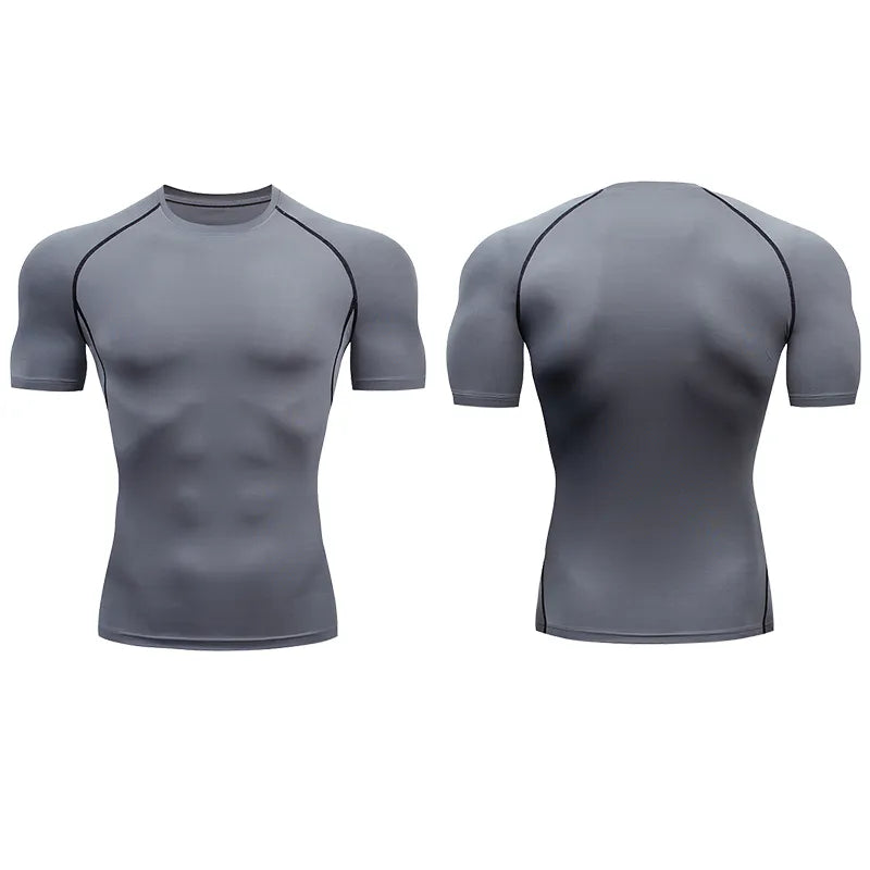 Homme - T-shirt de sport, compression à manches courtes