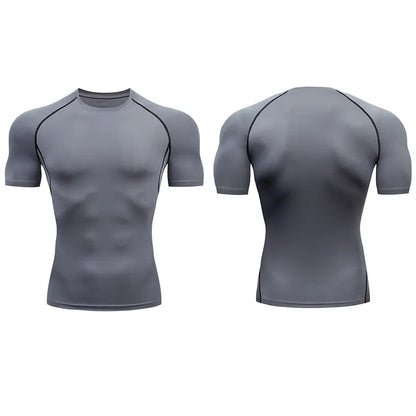 Homme - T-shirt de sport, compression à manches courtes