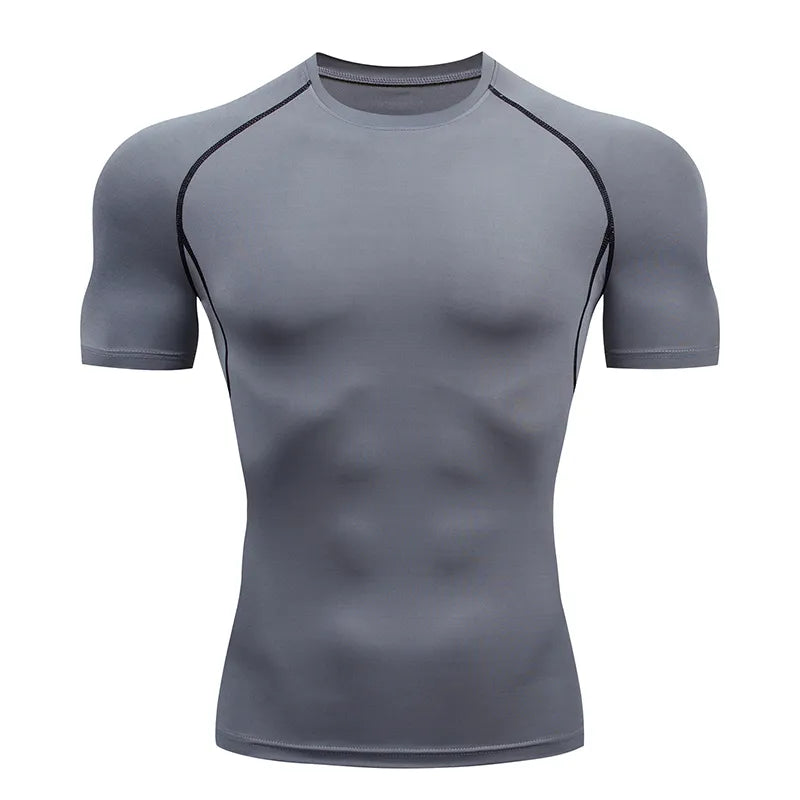 Homme - T-shirt de sport, compression à manches courtes