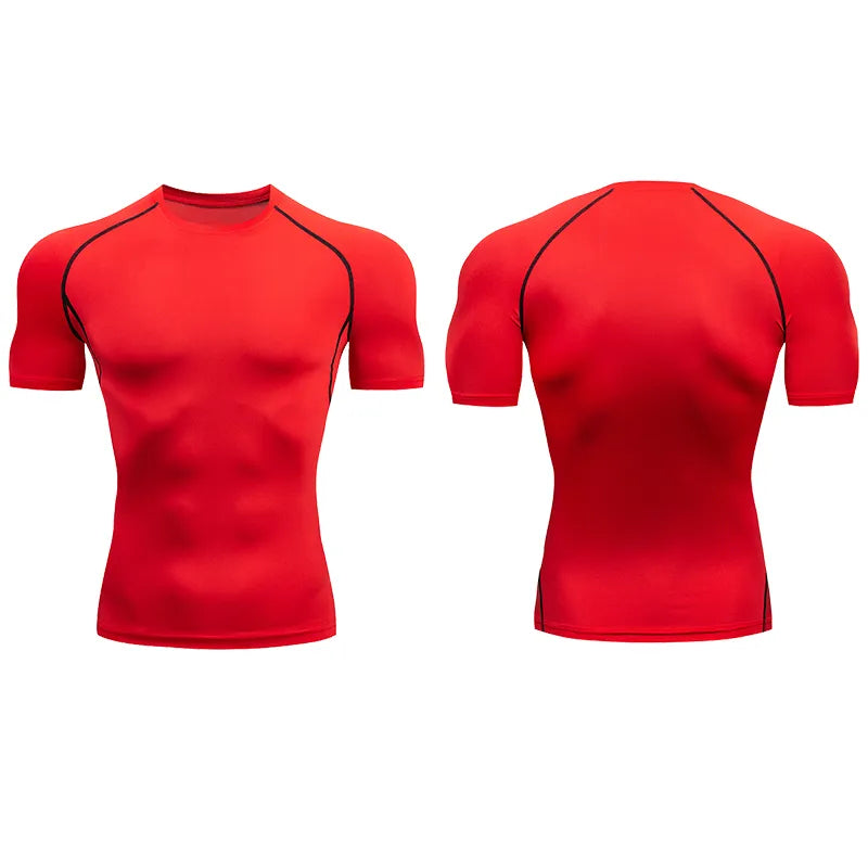 Homme - T-shirt de sport, compression à manches courtes