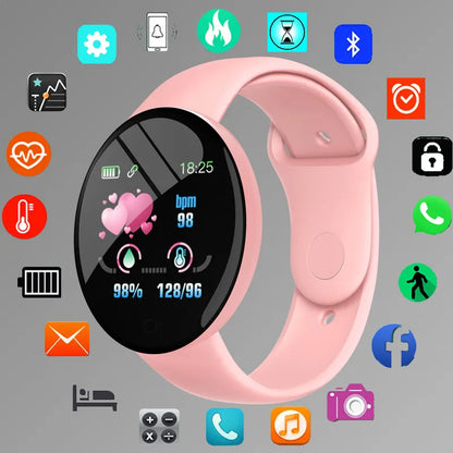 Montre de sport intelligente numérique ronde pour hommes et femmes, montres LED, électronique, Bluetooth, montre-bracelet de fitness, multifonctions.