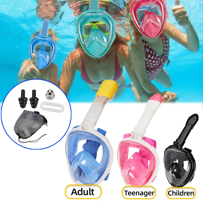 Masque de natation complet pour enfants et adultes, ensemble de masques respiratoires de plongée sous-marine, Anti-buée, respiration sûre pour enfants et adultes