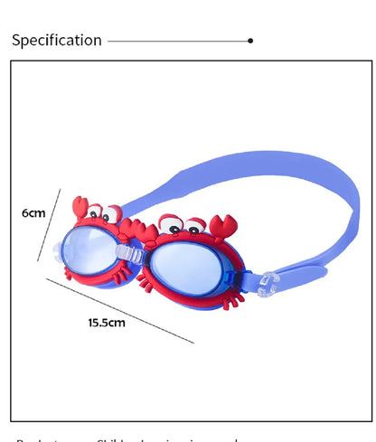 Lunettes de plongée réglables en forme de crabe rouge pour enfants, lunettes de natation étanches, anti-buée