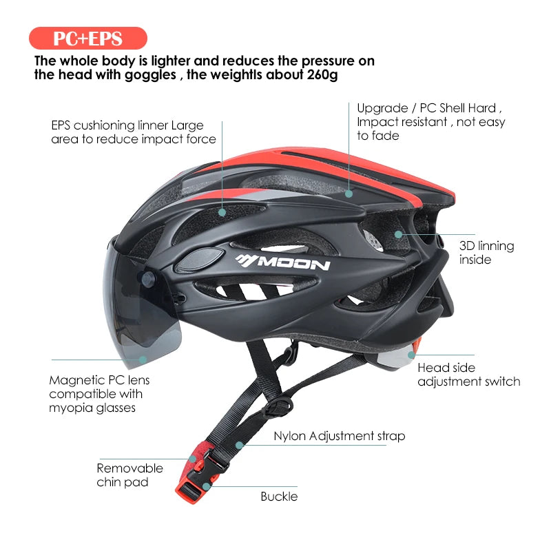 Casque de vélo ultraléger pour adulte, avec visière magnétique