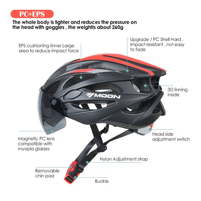 Casque de vélo ultraléger pour adulte, avec visière magnétique