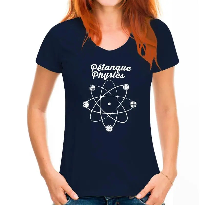 T-shirt imprimé de pétanque Physics en noir pour hommes et femmes, excellente qualité et bon rapport qualité/prix.