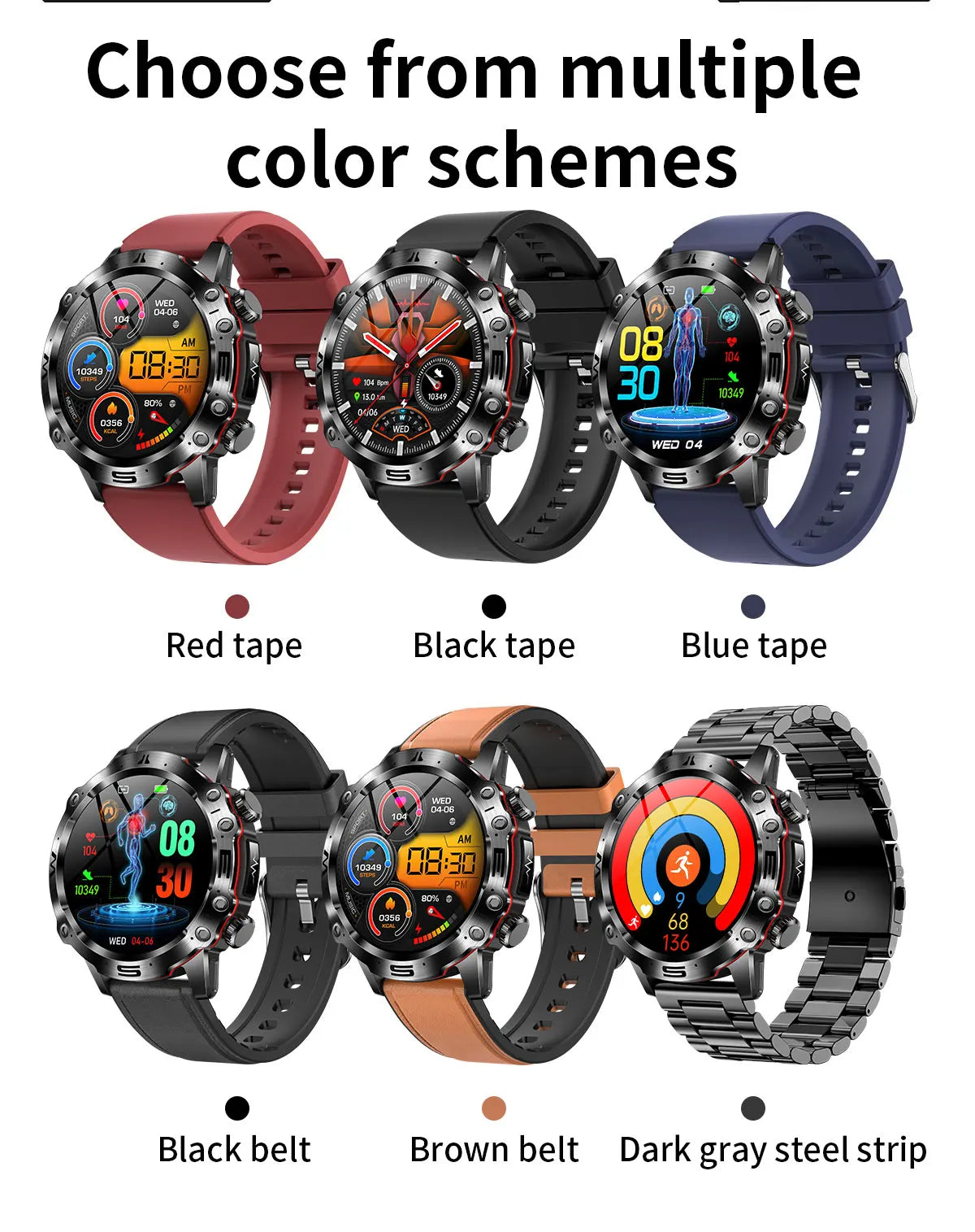 Montre intelligente de sport professionnelle, luxe, mesure sucre dans le sang, lipides, acide urique, pression artérielle, appel BT, montre intelligente, appel bluetooth, haute qualité