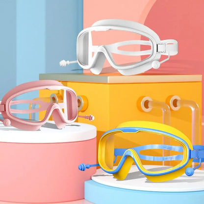 Lunettes de natation 2 en 1 pour enfants de 3 à 15 ans, protection UV anti-buée, avec bouchons d'oreille