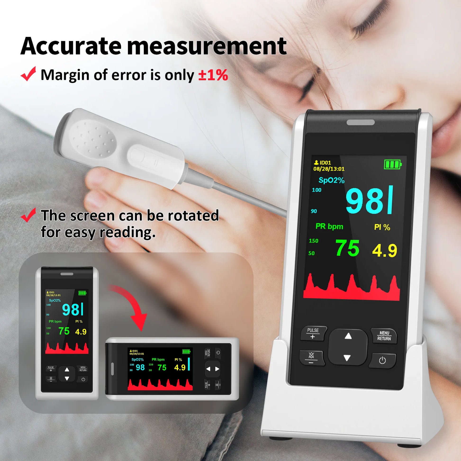 Moniteur de fréquence cardiaque, enfant, adulte, HealthTree-Oxymètre de pouls médical, oxymétrie de contrôle, Bluetooth