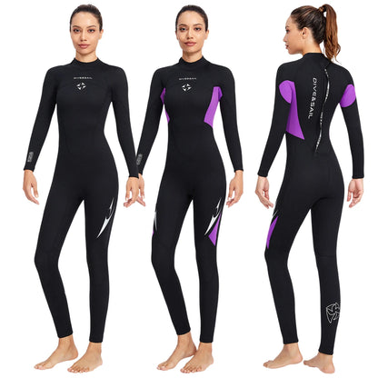 Combinaisons de plongée complètes en néoprène pour femmes, combinaisons de plongée, plongée en apnée, surf, sports nautiques, garder au chaud, manches longues, vêtements de plongée, 3mm