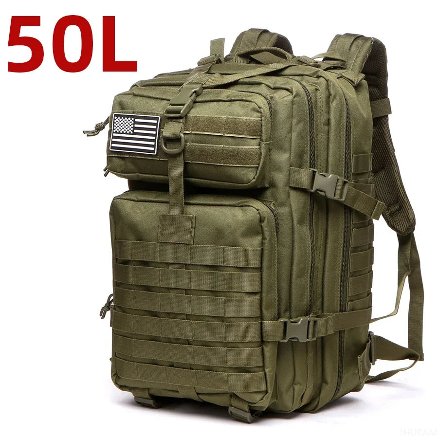 Sac à dos 25L/50L imperméable, nylon 1000D, multi-activités - randonnée, camping, chasse, pêche, trekking