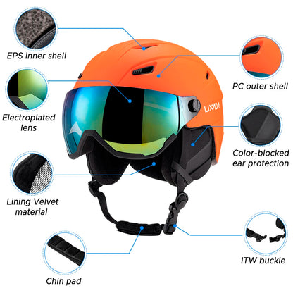 Casque de ski intégré pour homme et femme, avec lunettes à visière parfaite