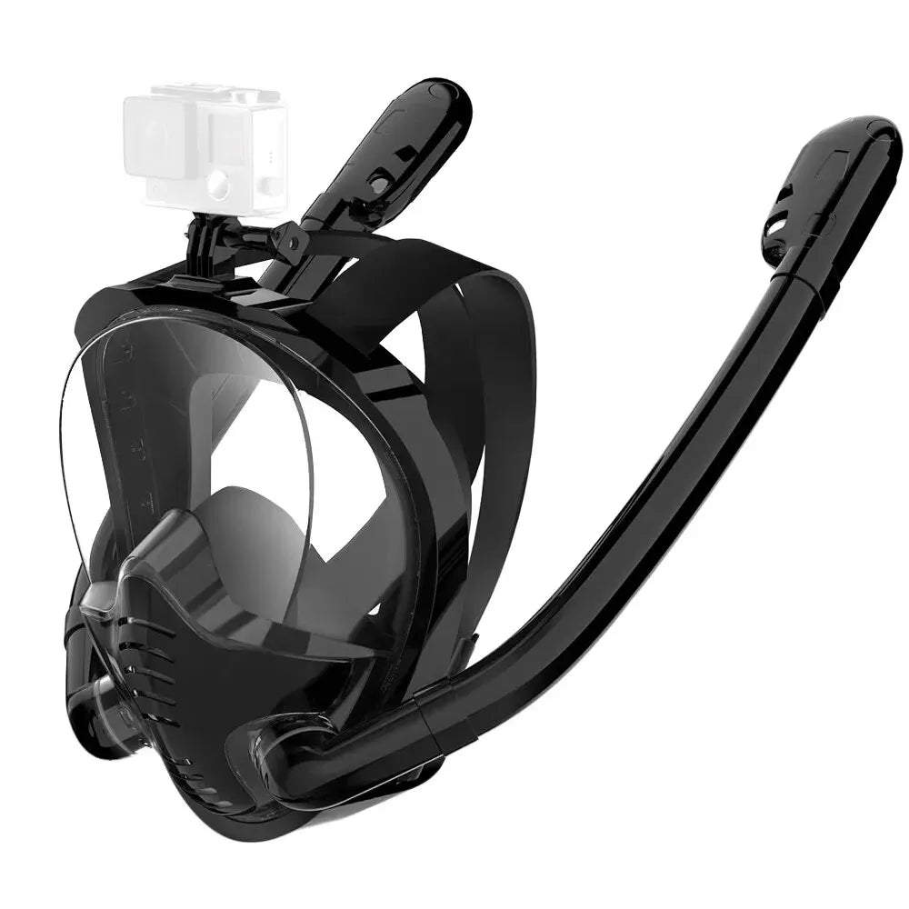 Masque de compétitivité intégral en silicone, vue de gardien à 180 °, dessus sec, lunettes de plongée en apnée, lunettes de natation avec 2 tubas, anti-buée, anti-lumière