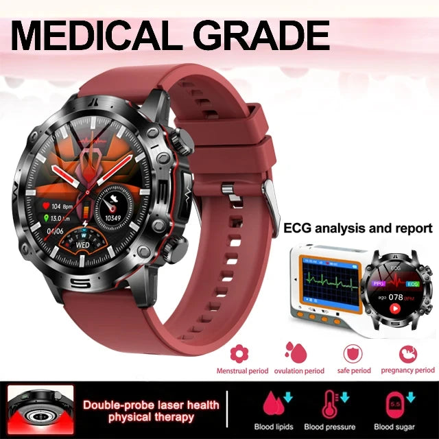 Montre intelligente de sport professionnelle, luxe, mesure sucre dans le sang, lipides, acide urique, pression artérielle, appel BT, montre intelligente, appel bluetooth, haute qualité