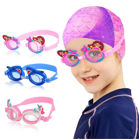 Lunettes de natation professionnelles pour filles, avec bouchon d'oreille, étanches, Anti-buée, cadeaux pour enfants