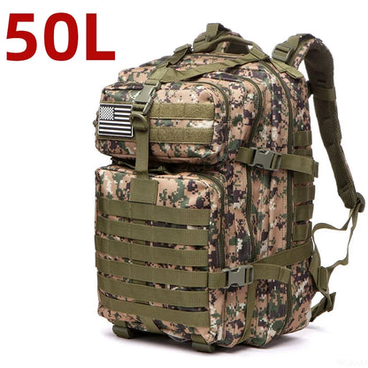 Sac à dos 25L/50L imperméable, nylon 1000D, multi-activités - randonnée, camping, chasse, pêche, trekking