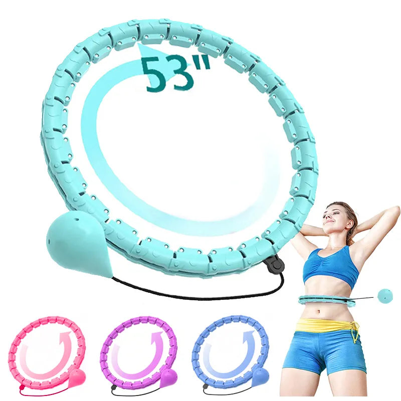 Cerceaux lestés Hula Circle pour adultes, cardio, perte de poids, grande taille pour adultes, exercice intelligent 2 en 1, réglable avec nœuds détachables