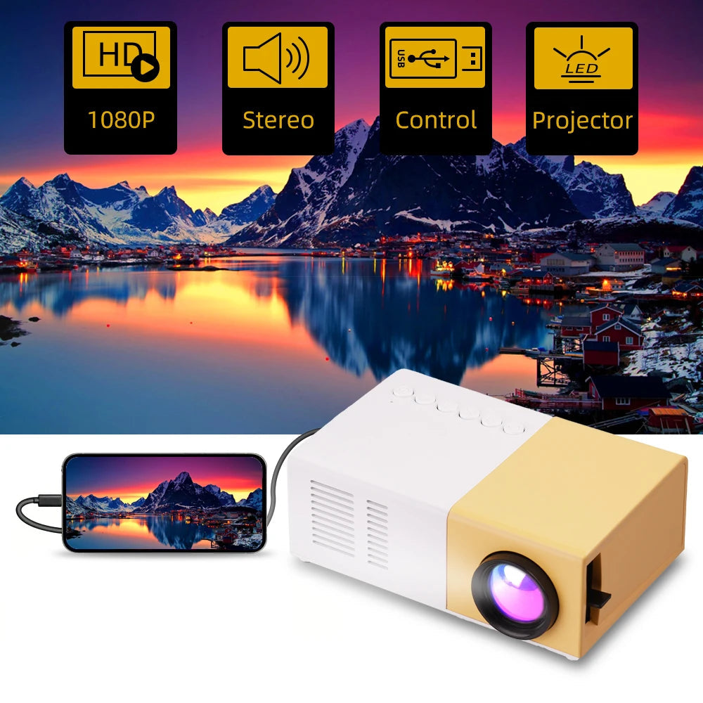 Projecteur LED domestique pour extérieur,1080P HD USB Link, haut-parleur 3D. SportMix