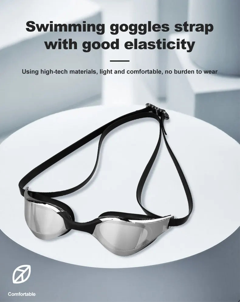 Lunettes de natation plaquées argent pour femmes et adultes, unisexe, anti-buée, course, PHMAX