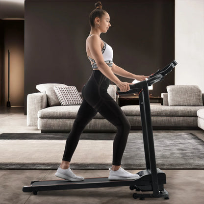 Tapis de course pliable avec haut-parleur, 1-12 km/h, noir, pour fitness à la maison, travail cardio, santé physique