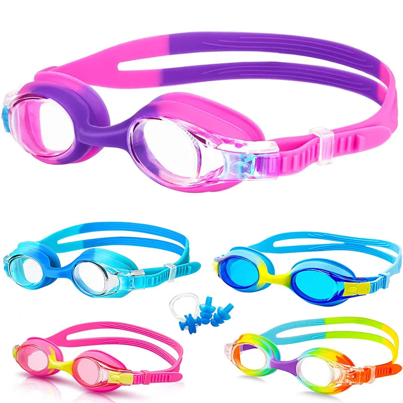 Lunettes de natation Anti-buée imperméables UV enfants lentilles colorées professionnelles, lunettes pour enfants