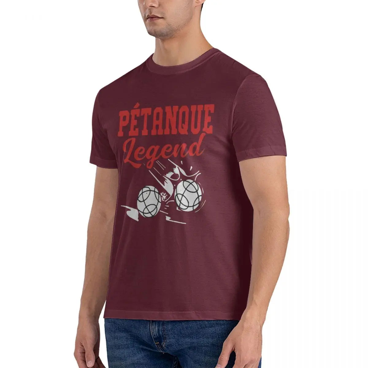 Burgundy "Pétanque Legend" printed t-shirt for men and women – high quality, great value, guaranteed satisfaction, free shipping in 3-8 days