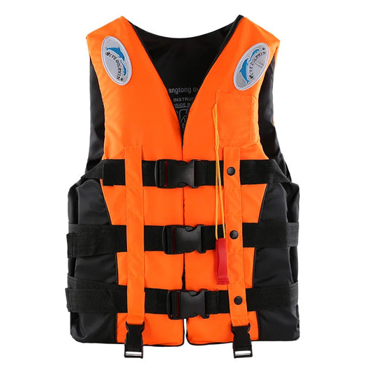 Gilet de sauvetage en polyester trempé pour adultes et enfants, veste de survie à flottabilité réglable avec sifflet