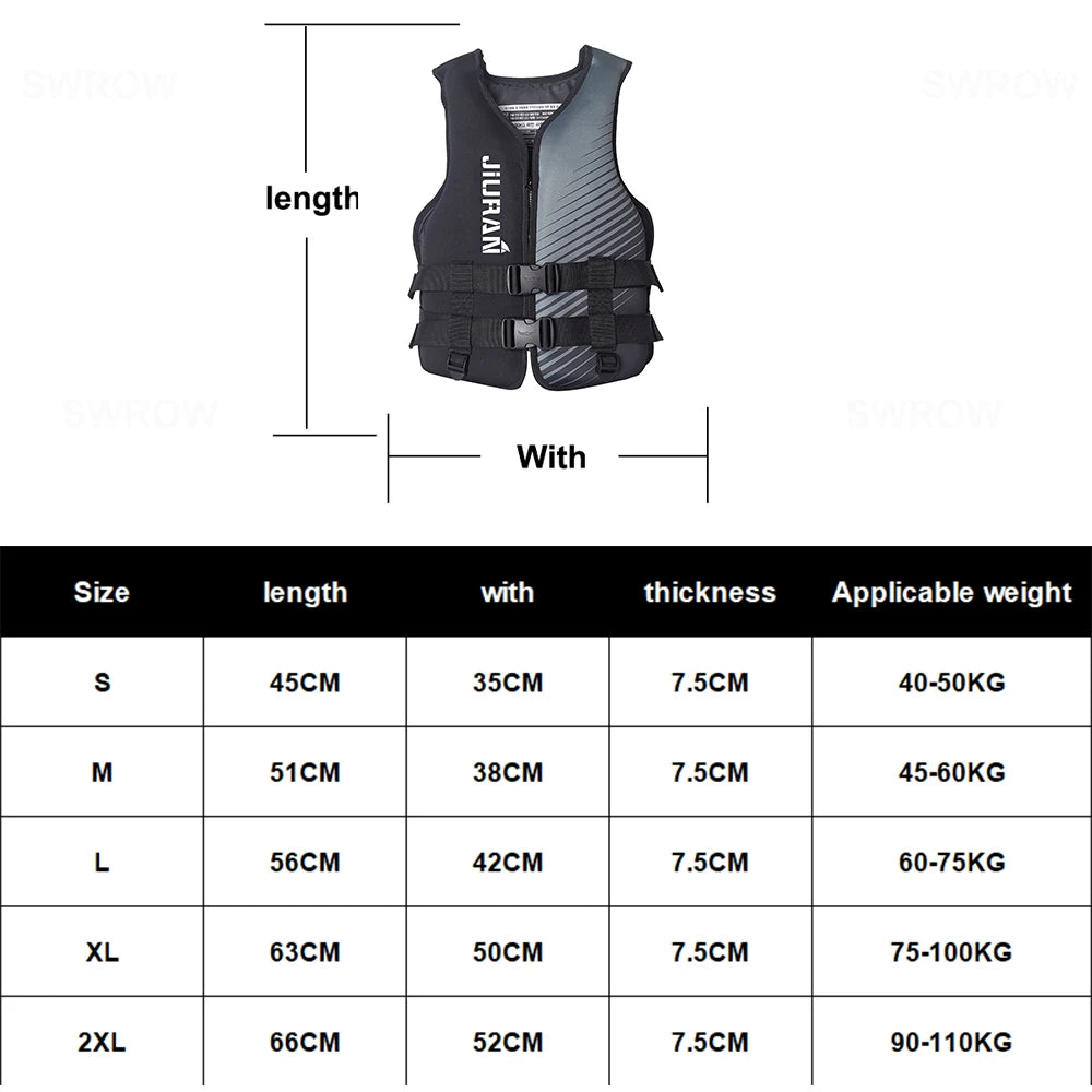 Gilet de Sauvetage en Néoprène pour Homme et Femme, pour sports nautiques, Natation