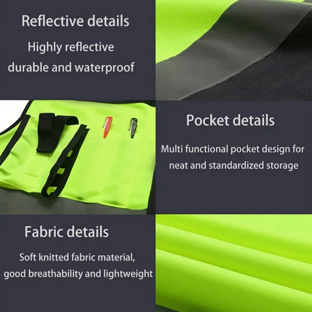 Gilet réfléchissant fluorescent pour le cyclisme, multi-poches, fluo