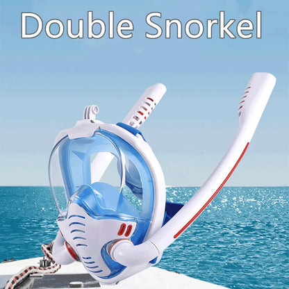 Masque de plongée en apnée à double tube en silicone pour adulte, masque de natation entièrement sec, lunettes de plongée, ories sous-marine autonome