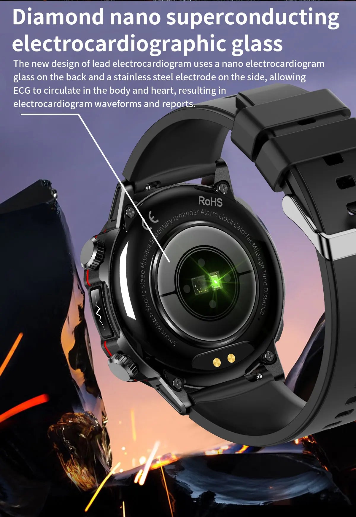 Montre intelligente de sport professionnelle, luxe, mesure sucre dans le sang, lipides, acide urique, pression artérielle, appel BT, montre intelligente, appel bluetooth, haute qualité