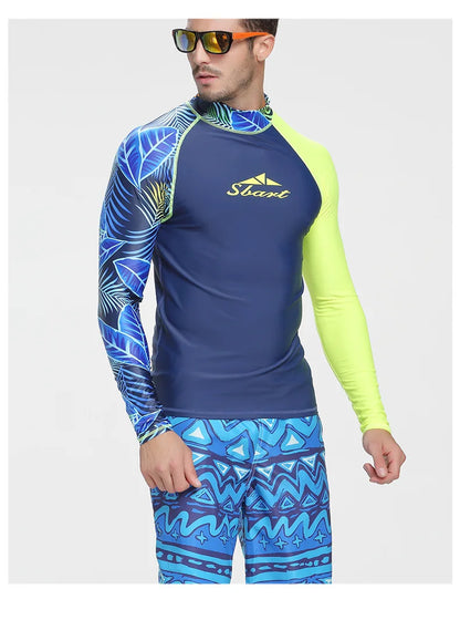 SBART-Maillot de bain fendu à manches longues pour hommes, maillot de bain de protection solaire, maillot de bain de surf, costume de méduse, corps 3/4