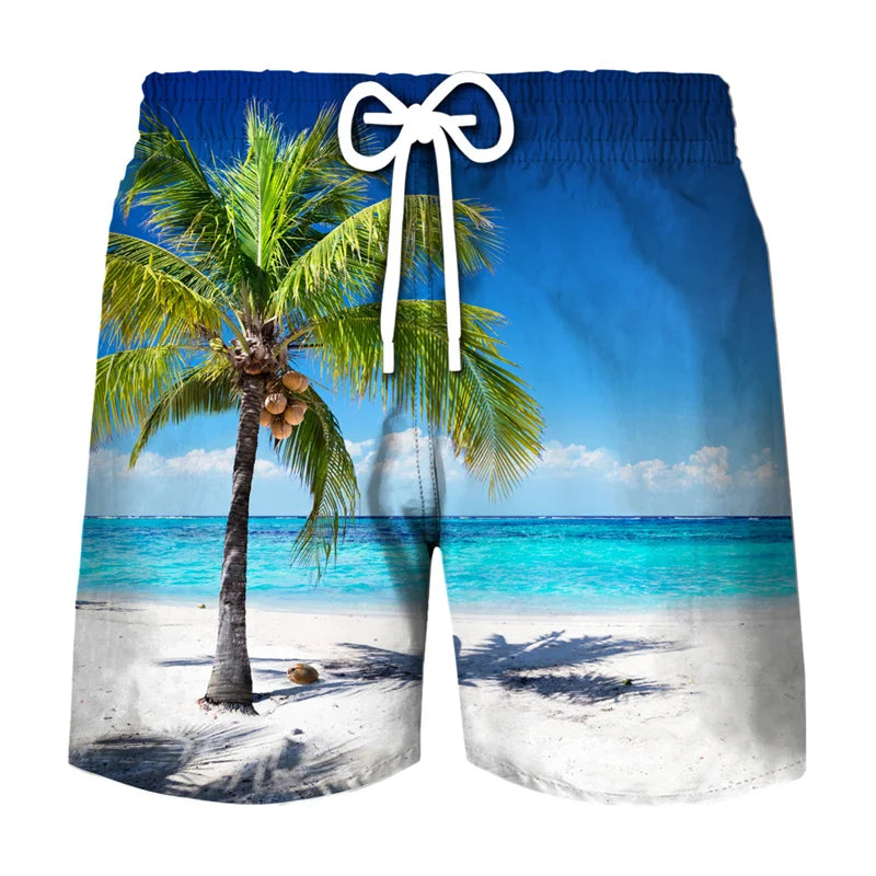 Short de plage hawaïen, imprimé 3D tropical, plage, décontracté et stylé