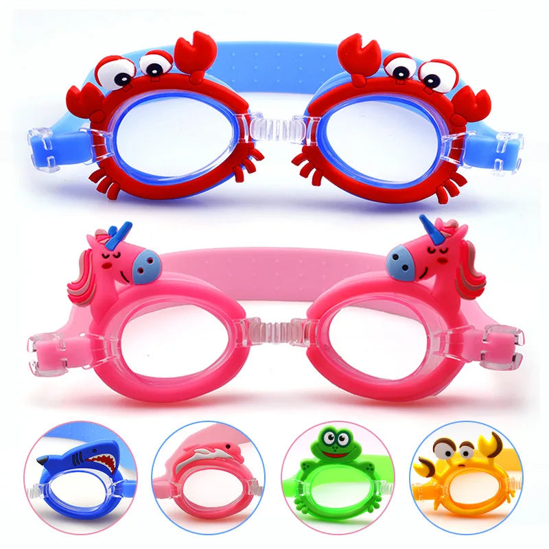 Lunettes de natation anti-buée pour enfants, nouveau, étanche, mignon, dessin animé, miroir, pour apprendre à nager, la ceinture peut être ajustée