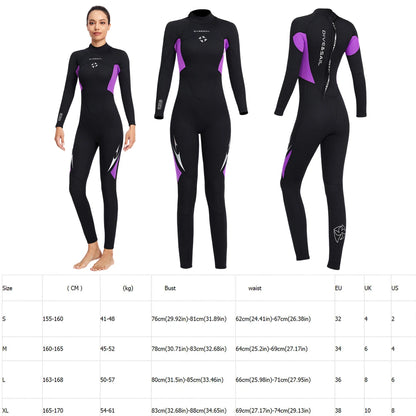 Combinaisons de plongée complètes en néoprène pour femmes, combinaisons de plongée, plongée en apnée, surf, sports nautiques, garder au chaud, manches longues, vêtements de plongée, 3mm