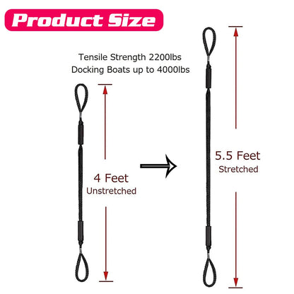 Corde d'amarrage pour kayak, jet ski, ponton, canoë, bateau à moteur