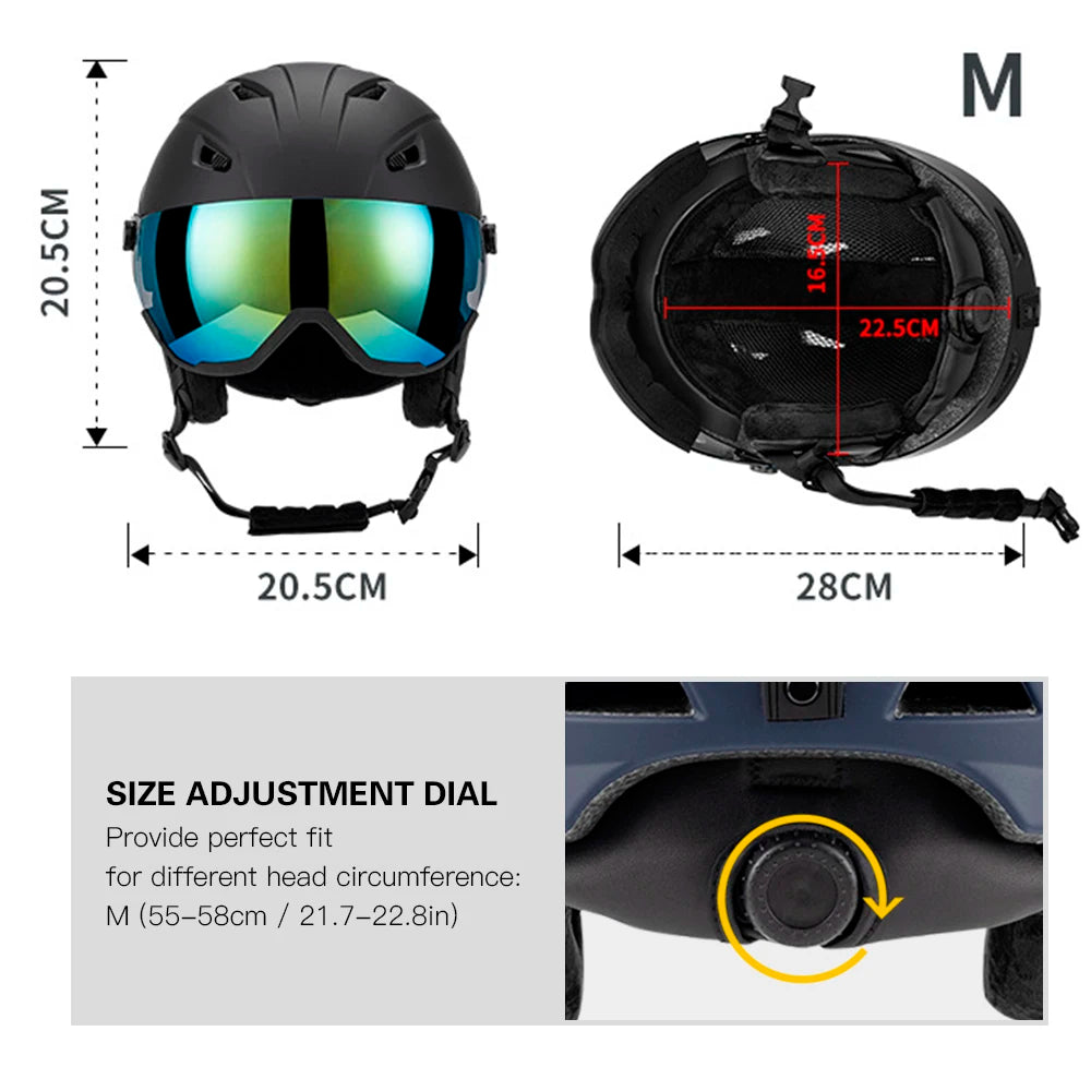 Casque de ski intégré pour homme et femme, avec lunettes à visière parfaite