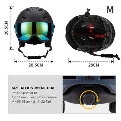 Casque de ski intégré pour homme et femme, avec lunettes à visière parfaite