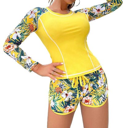 Maillot de bain imprimé tropical, ensemble deux pièces, à manches longues, été, plage, nouvelle collection