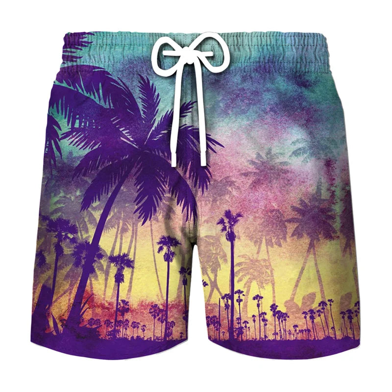 Short de plage hawaïen, imprimé 3D tropical, plage, décontracté et stylé