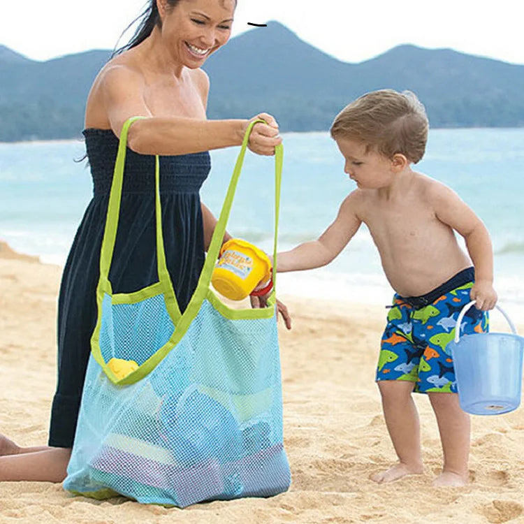 Sac de plage en filet portable pour enfants, rangement de jouets, serviettes, trousse de maquillage, autres