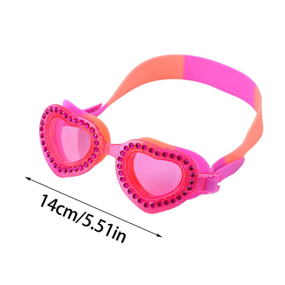 Lunettes de natation d'été étanches en forme de cœur, en silicone UV, anti-buée, lunettes de piscine pour les tout-petits et les enfants