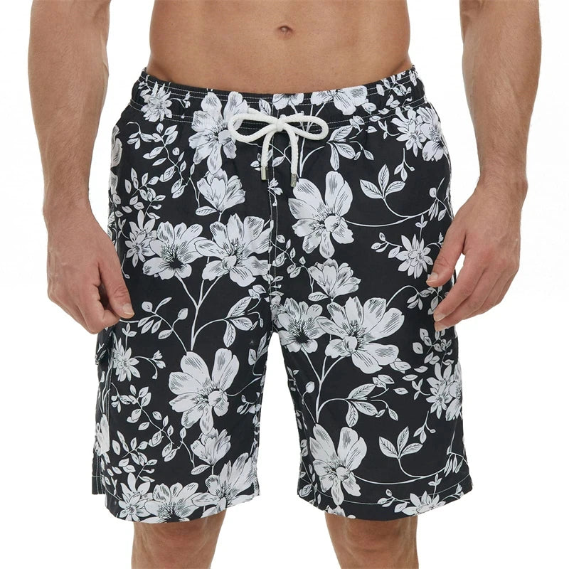 Short de plage décontracté imprimé en 3D pour hommes, maillot de bain de vacances hawaïennes, floral, stylé