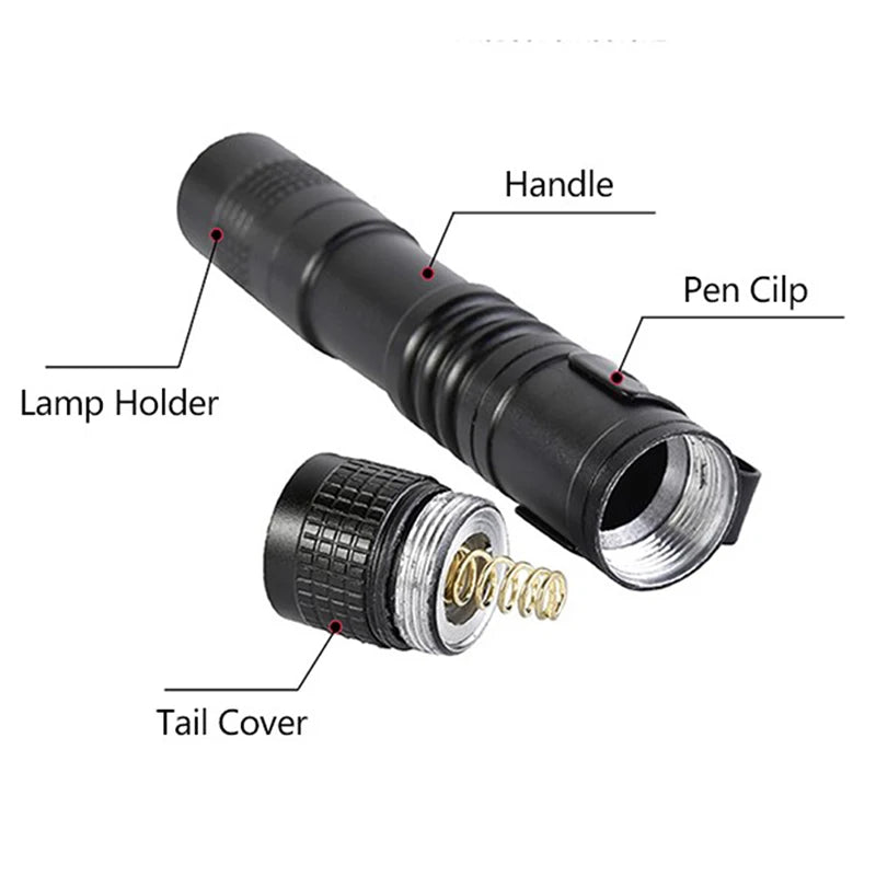 Mini lampe de poche haute qualité – idéale pour le camping et l’extérieur