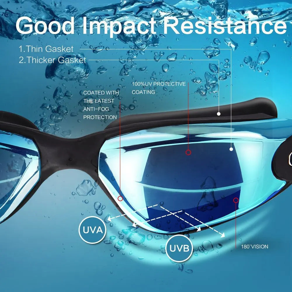 Lunettes de natation professionnelles pour adultes, anti-buée, étanches, ajustables, en silicone, pour hommes et femmes, JSJM