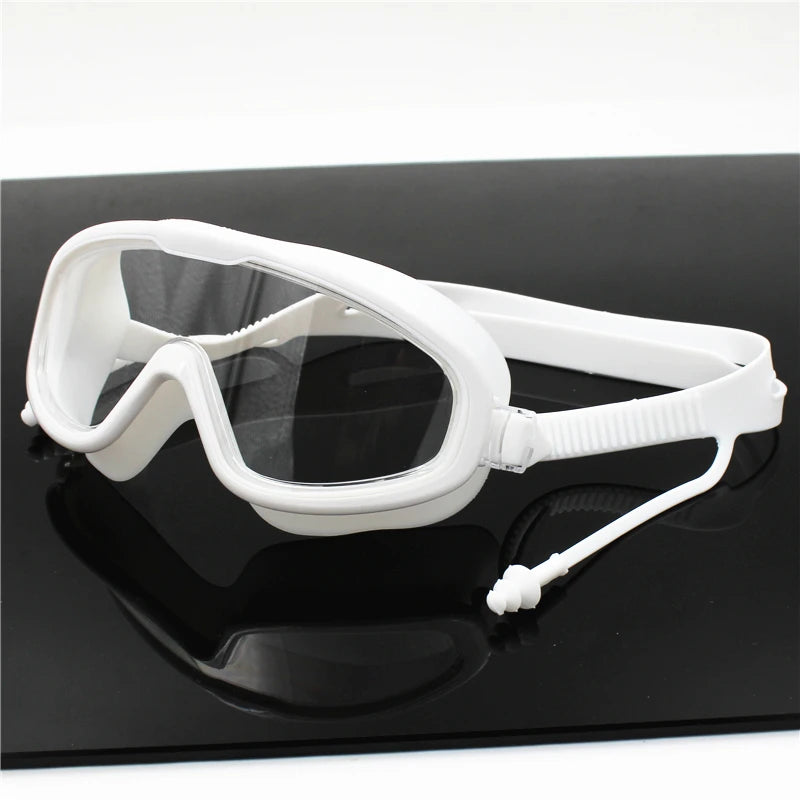 Lunettes de natation professionnelles à grande monture, étanches, en silicone souple, anti-buée, UV, pour hommes et femmes