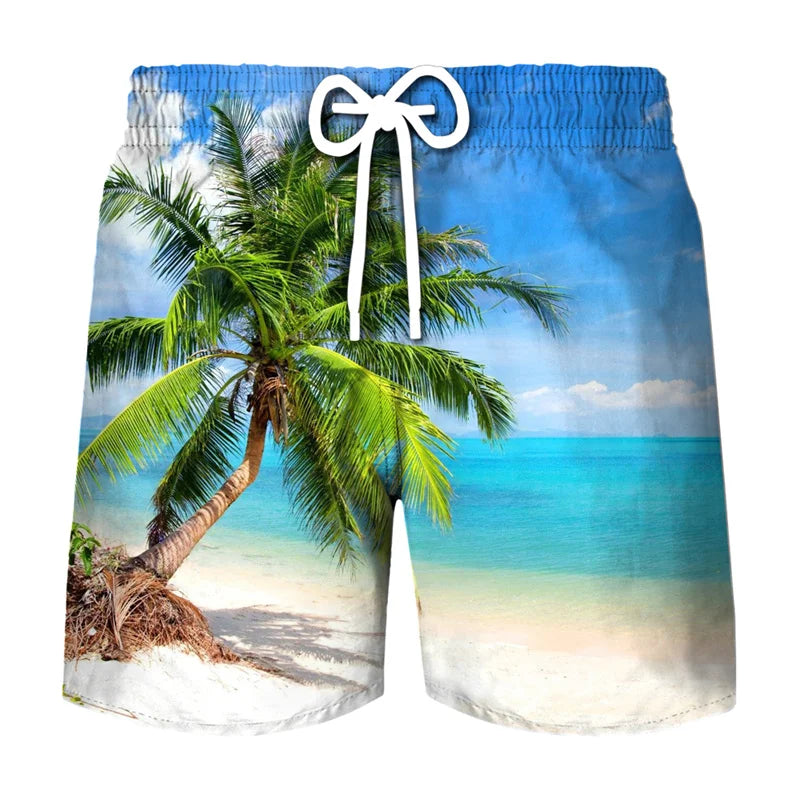 Short de plage hawaïen, imprimé 3D tropical, plage, décontracté et stylé